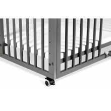 KLUPS JONAS Graphite wooden playpen with wheels 100x96 cm