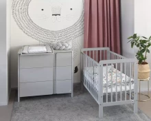 YappyKids YappyUno Art.86413 Light Grey Wooden baby crib 120x60cm