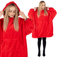 Одеяло с капюшоном большого размера hoodie blanket Springos HA7321  красное