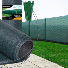 Shading net Springos SN0020 65 g/m2 1.5x25m 100 Cable ties, green