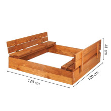 Closed sandbox with benches with tarpaulin and fleece Springos SB120SET 120x120 cm