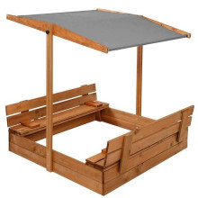 Wooden sandbox Springos SB120RSET 120x120cm