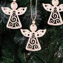 Christmas tree decoration wood angel Springos CA0664 set of 6