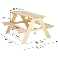 Medinis sodo pikniko stalas vaikams Springos BE003 90x79x50 cm