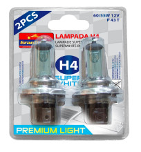 High power halogen bulbs H4 12V 60/55W P43T SUPERWHITE, 2 pcs