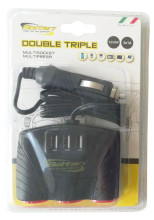 Car charger - for 3 sockets + 3 USB DOUBLE THREE