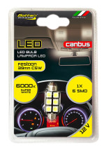 LED spuldze, 1 gab, C5W 39mm Festoon/Canbus, 6SMD