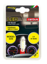 Светодиодная лампа, 1 шт., C5W 36мм Festoon/Canbus, 3SMD