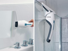 LEIFHEIT Vacuum Window Cleaner Nemo with Shower Cabin Cleaner and Wall Holder