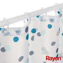 Shower curtain 180x200cm white/blue, polyester