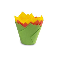 Kēksiņu papīra formiņas tulpes formas 12 gab. krāsainas Easy Bake Ø 7,5 x 8 cm