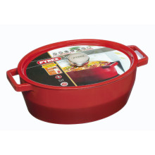 Pot 5.8L PYREX oval cast iron 33cm/red