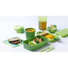 Food bowl rectangle with cutlery 1,4L Lunch&amp;Go green