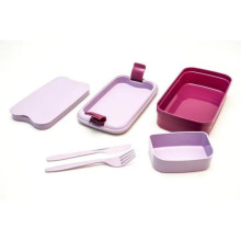 Food bowl rectangle with cutlery 1,4L Lunch&amp;Go purple