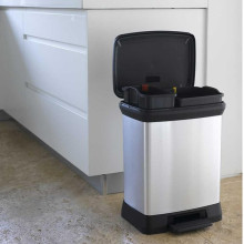 Metallic waste pedal bin Deco Bin Duo 10+18L silver