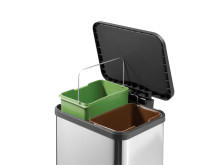 Waste sorting bin with pedal Öko duo Plus M / 2x9L / Stainless steel