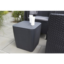 Garden table/storage box Luzon Flat Wicker, grey