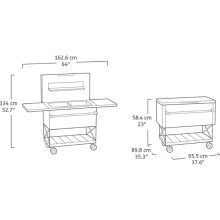 Garden bar on wheels with cooler Patio Cooler&amp;Beverage grey