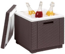 Garden table/storage box Ice Cube brown