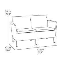 Dārza dīvāns divvietīgs Salemo 2 Seater Sofa brūns