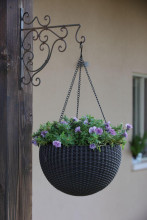 Горшок для цветов подвесной Hanging Sphere Planter серый