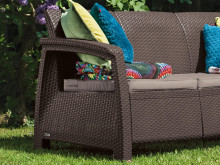 Corfu Love Seat Max brown three-seater garden sofa