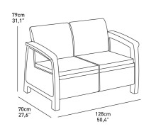 Lauko sofa Keter ALLiBERT Corfu Love Seat, pilka