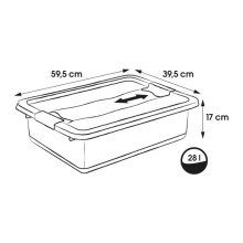 Box with lid crystalbox Cornelia 59,5x39,5x17cm 28L transparent