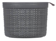 Basket with lid Jute round 2L Ø17x13cm dark grey