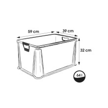 &quot;Eurobox&quot; dėžė su minkštomis rankenomis Luis 59x39x32cm 64L skaidri