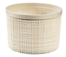 Basket with lid Jute round 2L Ø17x13cm cream