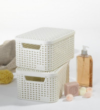 Box with lid Style S 29,1x19,8x14,2cm cream