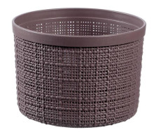 Basket with lid Jute round 2L Ø17x13cm purple-brown