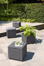 Garden table/storage box Ice Cube grey