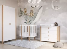 YappyKids YappyÉtude Art.388882 WHITE/SKYGREY Papildkomplekts bērnu gultiņai (īsie sāni un grīda)