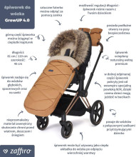 Womar 22' Zaffiro GrowUP 4.0 Wool Premium Art.602905 Beige/Black Miegmaišis vežimėliui su krepšiu