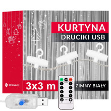 Kalėdinės lemputės su USB programuotoju Springos CL4023 300 Led šaltai balta 3x3m