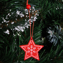 Christmas pendants wooden stars Springos CA0649 set of 3 4.5cm