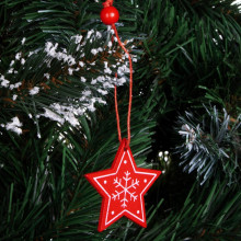 Christmas pendants wooden stars Springos CA0649 set of 3 4.5cm