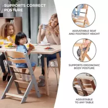 KinderKraft Enock Art.219050 Natural medienos maitinimo kėdė