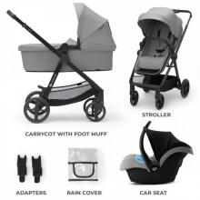 KinderKraft Newly 3 in1 Art.KSNEWL00GRY300 Moonlight Grey Universalus vežimėlis 3 in1 + automobilinė kėdutė