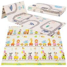 Double-sided foldable foam play mat for children Springos KM0022, 150x200 cm, vehicle design