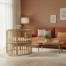 La Bebe™ Box Novi Mila Rond   Art.227060 Amber Oak Stilinga apvali medinė lovelė