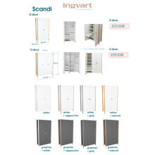 La Bebe™ Scandi Wardrobe Art.227070 White Двухдверный деревянный шкаф