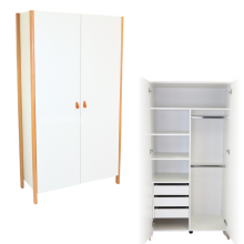 La Bebe™ Scandi Wardrobe Art.227070 White Двухдверный деревянный шкаф