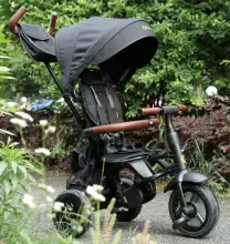 Bebe Basic Rito Deluxe Art.235606 Black Children's tricycle with handlebars, roof and inflatable wheels