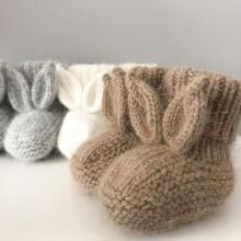 La Bebe™ Lambswool Natural Eco Socks/Booties Art.236526 White Natural wool socks/boots for newborns