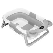 Baby Bathtub Springos SB0062, silicone, with drain plug and thermometer, 27.5 L, portable, white-gray