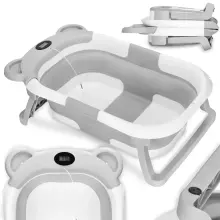 Baby Bathtub Springos SB0062, silicone, with drain plug and thermometer, 27.5 L, portable, white-gray