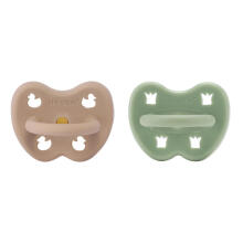 Hevea Natural Rubber Pacifier Round Art.239422 Tan Beige/Moss Green Natural anatomical 3-36 month